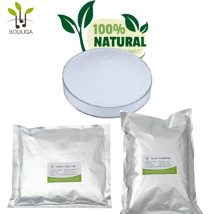 Polvo de ácido hialurónico de biofermentación de Bouliga, polvo natural puro de hialuronato de sodio 2000da-100Mda
